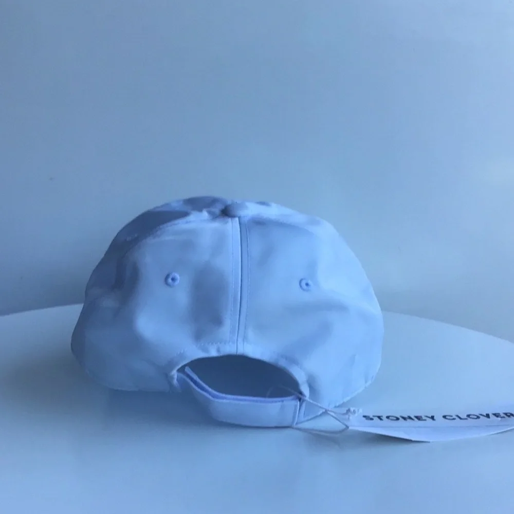 Stoney Clover Lane pastel baby blue nylon baseball cap I heart tennis racket